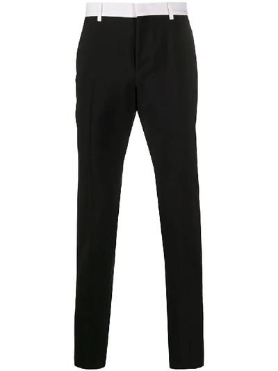 Shop Valentino Contrast-panel Trousers In Black