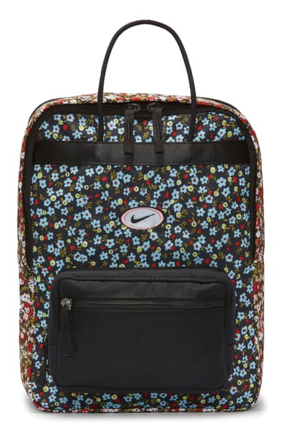 black floral backpack