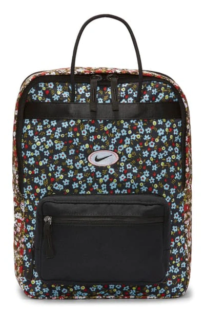 Shop Nike Tanjun Floral Backpack In Black/ Black