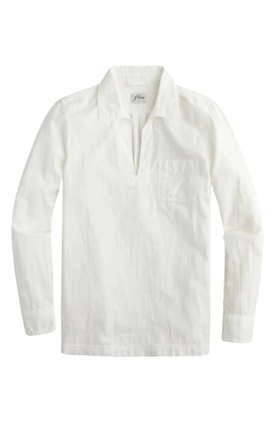 Shop J.crew Garment Dyed Denim Popover Shirt In Natural