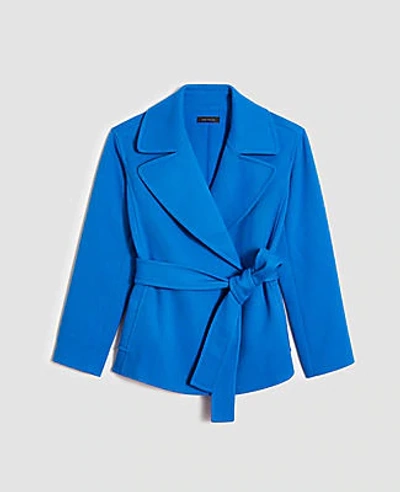 Shop Ann Taylor Wrap Trench Jacket In Daphne Blue