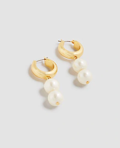 Shop Ann Taylor Pearlized Double Drop Earrings In Gold