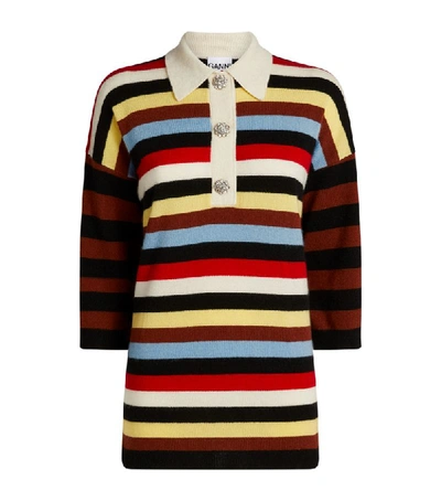 Shop Ganni Striped Cashmere Shirt