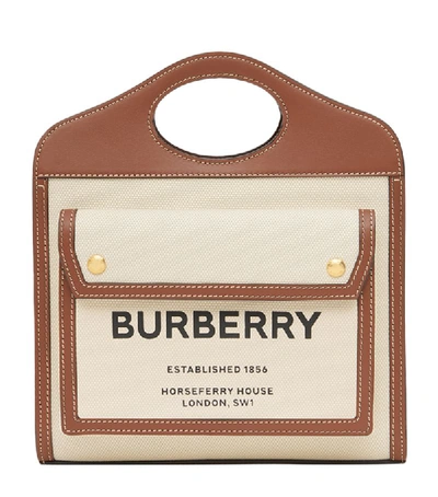 Shop Burberry Mini Canvas And Leather Pocket Bag