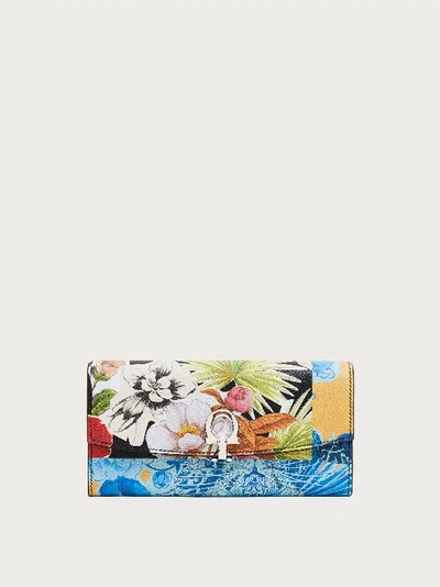 Shop Ferragamo Gancini Continental Wallet In Multicolor