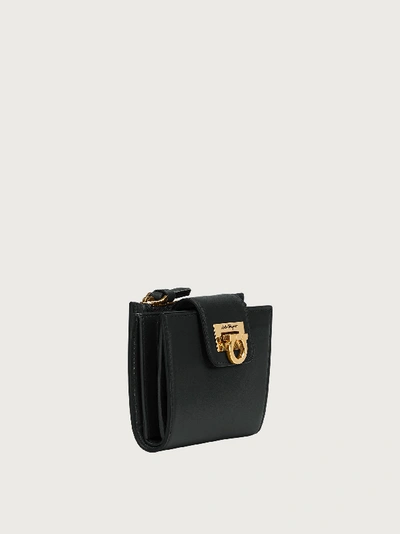 Shop Ferragamo Trifolio Small Wallet In Black