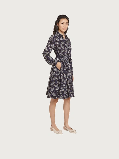 Shop Ferragamo Paisley Print Shirt Dress In Blue