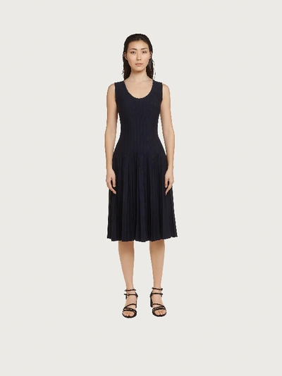 Shop Ferragamo Woolen Sleeveless Dress In Blue