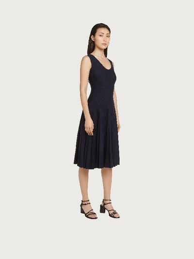 Shop Ferragamo Woolen Sleeveless Dress In Blue