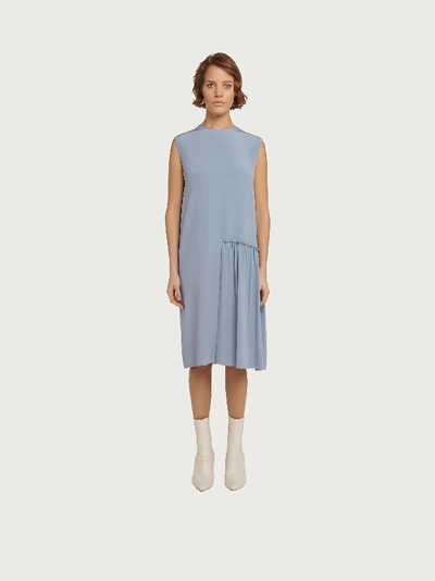 Shop Ferragamo Sleeveless Silk Dress In Blue