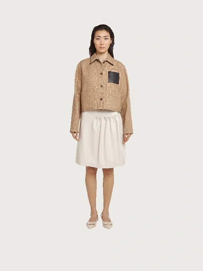 Shop Ferragamo Cotton And Linen Jacket In Beige
