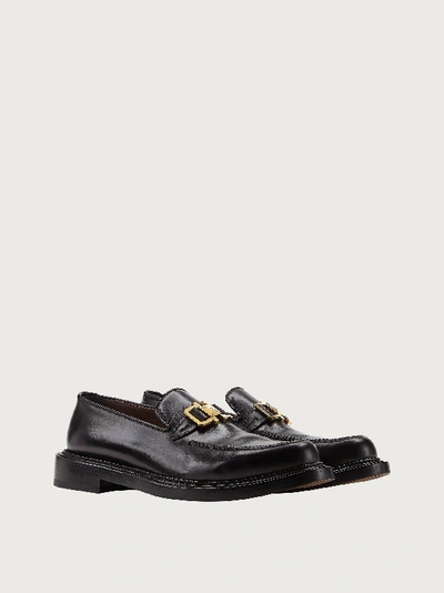 Shop Ferragamo Loafer With Gancini And Stud In Black