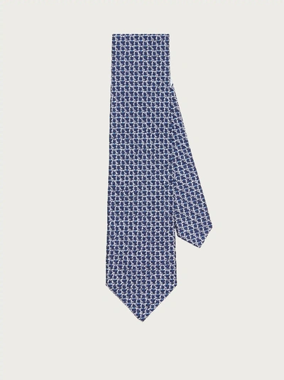 Shop Ferragamo Gancini Print Silk Tie In Blue