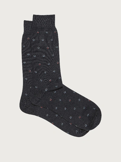 Shop Ferragamo Medium Gancini Jacquard Sock In Blue