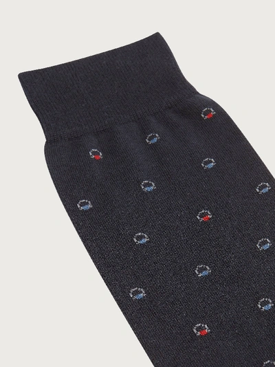 Shop Ferragamo Medium Gancini Jacquard Sock In Blue