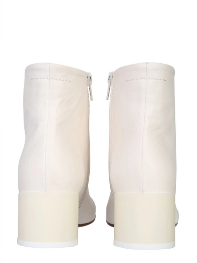 Shop Mm6 Maison Margiela "6" Low Heel Boots In White