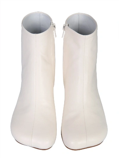 Shop Mm6 Maison Margiela "6" Low Heel Boots In White