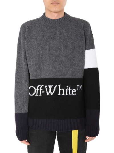 Shop Off-white "color Block" Sweater In Grey