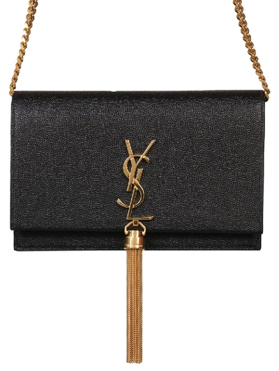 Shop Saint Laurent "kate" Wallet With Chain In Black