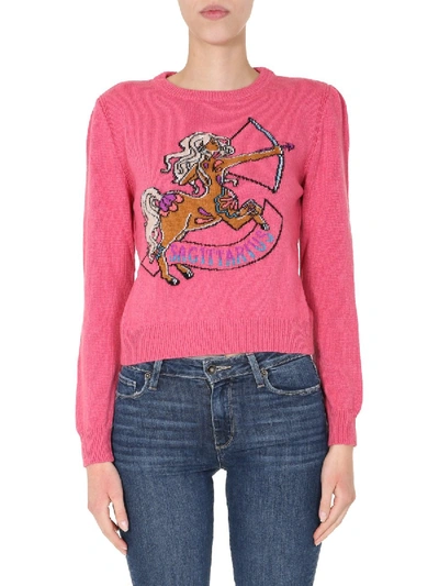 Shop Alberta Ferretti "love Me Starlight" Sweater In Fuchsia
