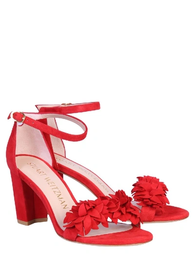 Shop Stuart Weitzman "nearly Flower" Sandal In Red