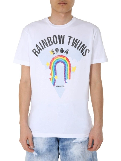 Shop Dsquared2 "rainbow" T-shirt In White