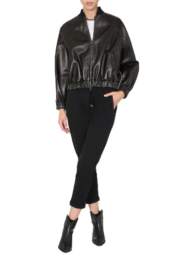 Shop Brunello Cucinelli "shiny Trim"bomber In Black