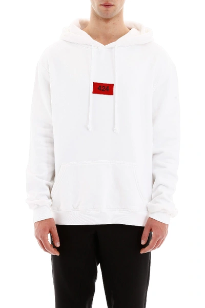 Shop 424 Logo Patch Hoodie In Off White