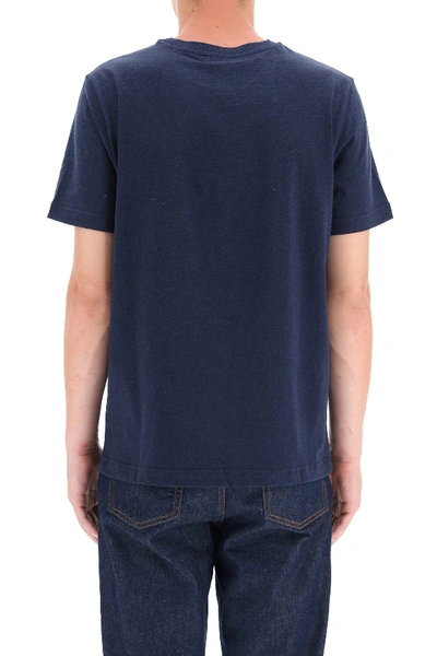 Shop Apc A.p.c. Gael T-shirt With Logo Patch In Marine Chine