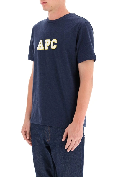 Shop Apc A.p.c. Gael T-shirt With Logo Patch In Marine Chine