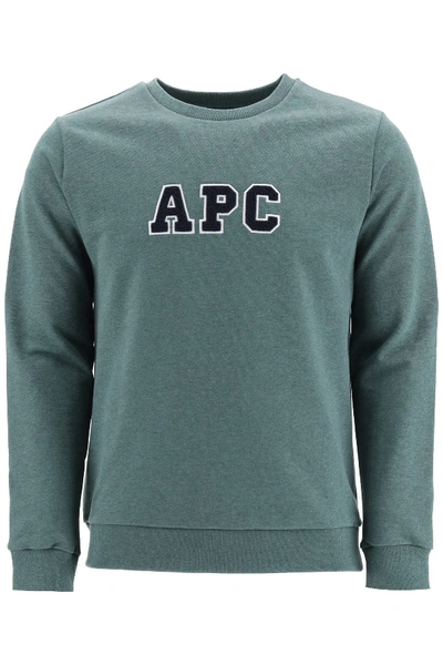 Shop Apc A.p.c. Malcolm Sweatshirt With Logo In Vert Chine