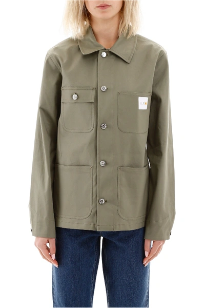 Shop Apc X Carhartt A.p.c. X Carhartt Jacket With Logo Patch In Kaki