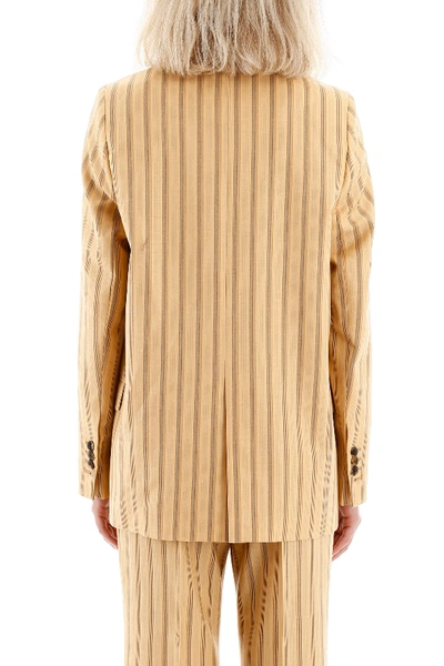 Shop Acne Studios Striped Double-breasted Jacket In Pale Orange