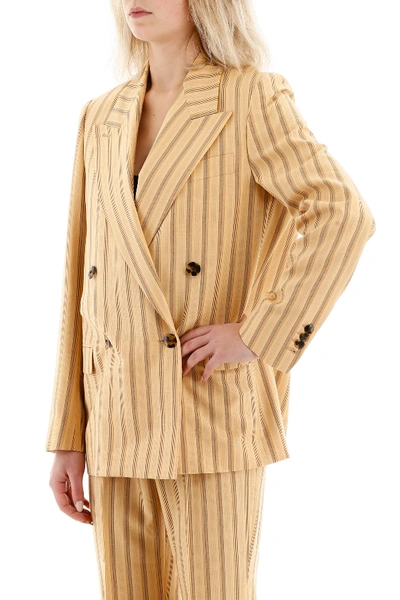 Shop Acne Studios Striped Double-breasted Jacket In Pale Orange