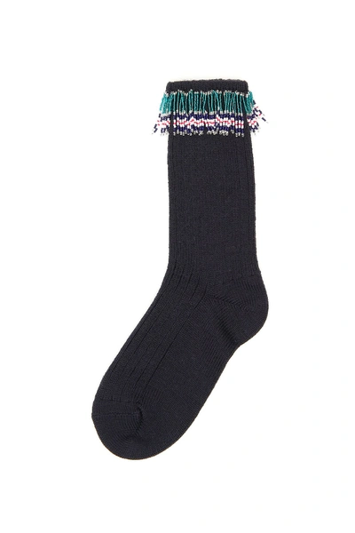 Shop Alanui Fringed Socks In Nocturne Black