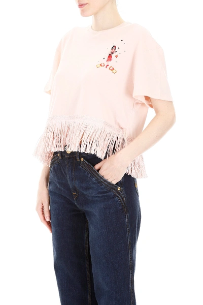 Shop Alanui Fringed Hawaiian T-shirt In Pink Multi