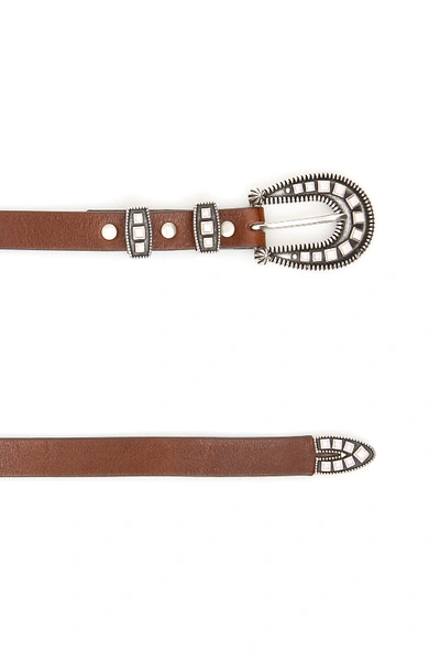 Shop Alanui Gemstone Buckle Belt In Peat Dark Brown Multicolor