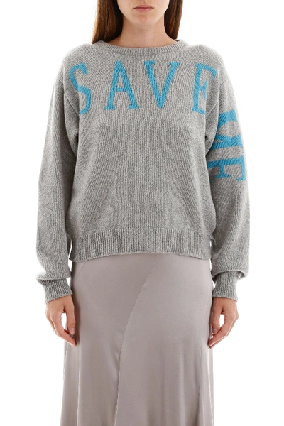Shop Alberta Ferretti Save Me Pullover In Grey Light Blue