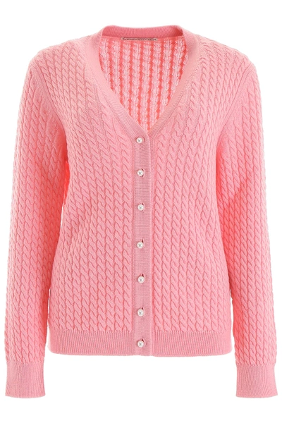 Shop Alessandra Rich Cable-knit Cardigan In Pink