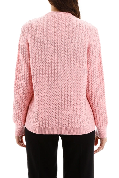 Shop Alessandra Rich Cable-knit Cardigan In Pink