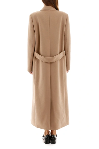 Shop Alessandra Rich Coat With Embellished Buttons In Camel