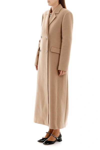 Shop Alessandra Rich Coat With Embellished Buttons In Camel