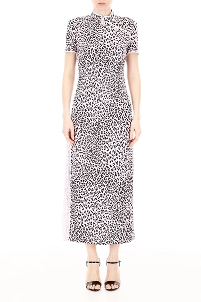 Shop Alessandra Rich Leopard-printed Dress In Light Pink