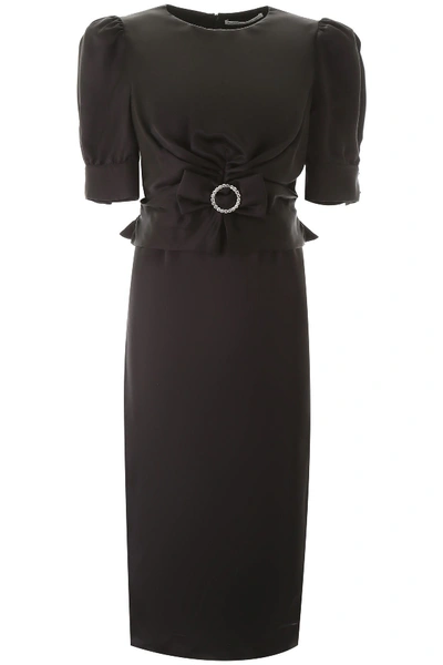 Shop Alessandra Rich Satin Dress In Black