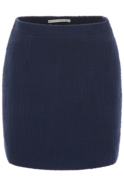 Shop Alessandra Rich Tweed Skirt In Blue