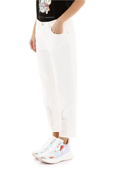 Shop Alexander Mcqueen Boyfriend Jeans In Chalk