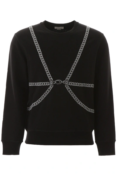 Shop Alexander Mcqueen Chains Embroidery Sweatshirt In Black Mix