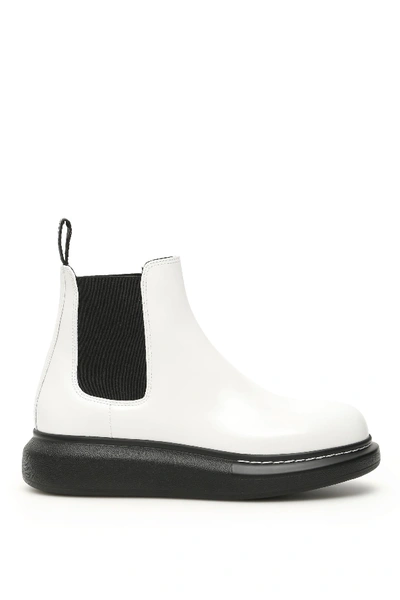 Shop Alexander Mcqueen Chelsea Hybrid Boots In White Black