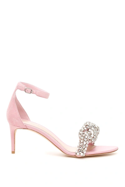 Shop Alexander Mcqueen Crystal Knot Sandals In Su Pink Cry Su Pink