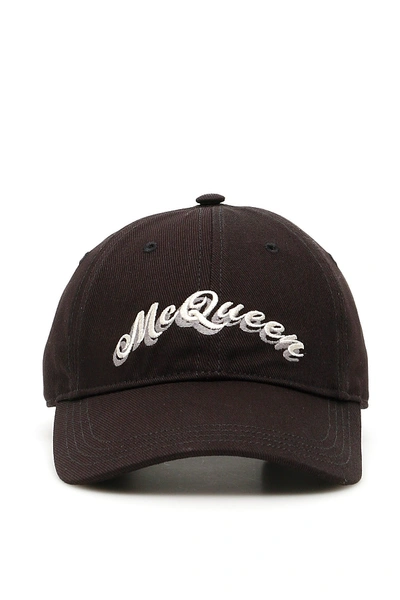 Shop Alexander Mcqueen Double Logo Baseball Cap In Black Ivory